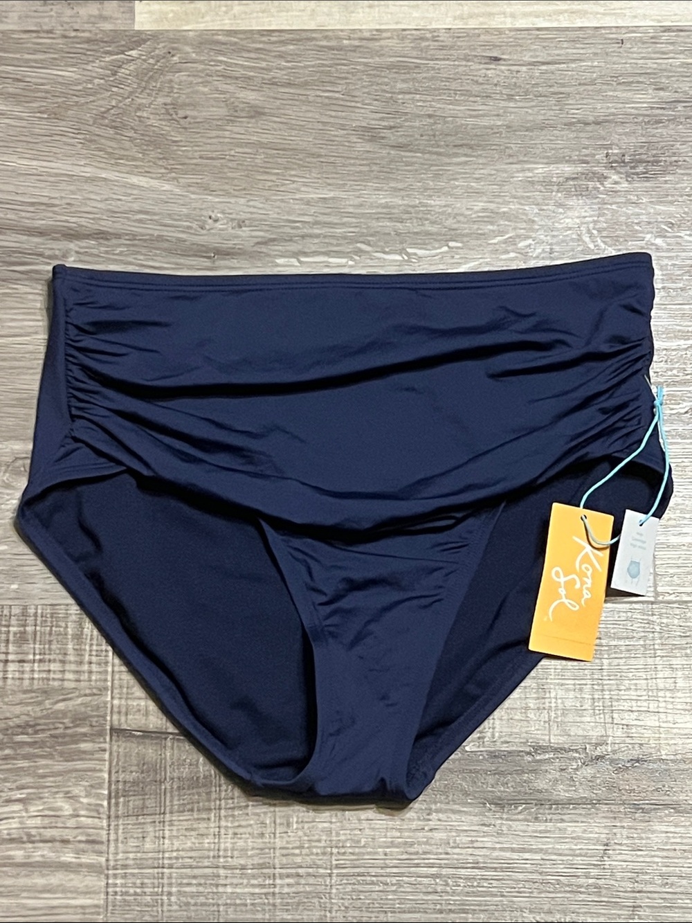 Kona Sol Navy High-Waist Bikini Bottom size medium new
